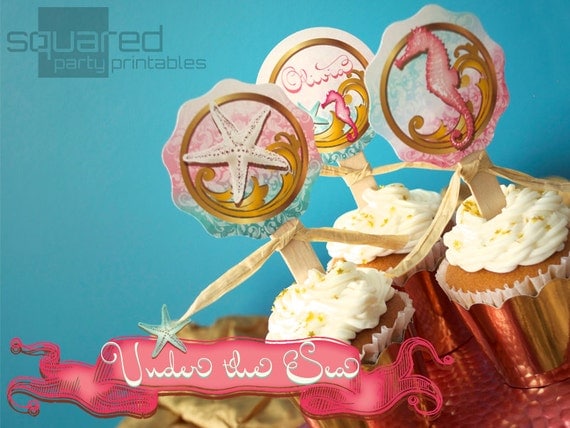 Mermaid Cupcake Toppers - Under the Sea Printable 2" Birthday Party Circles - DIY - Do-It-Yourself Printables Il_570xn