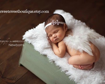 Newborn Angel Wings READY TO SHIP Sweet Celestial Enchantment Wings And Headband Set Newborn Photo Prop