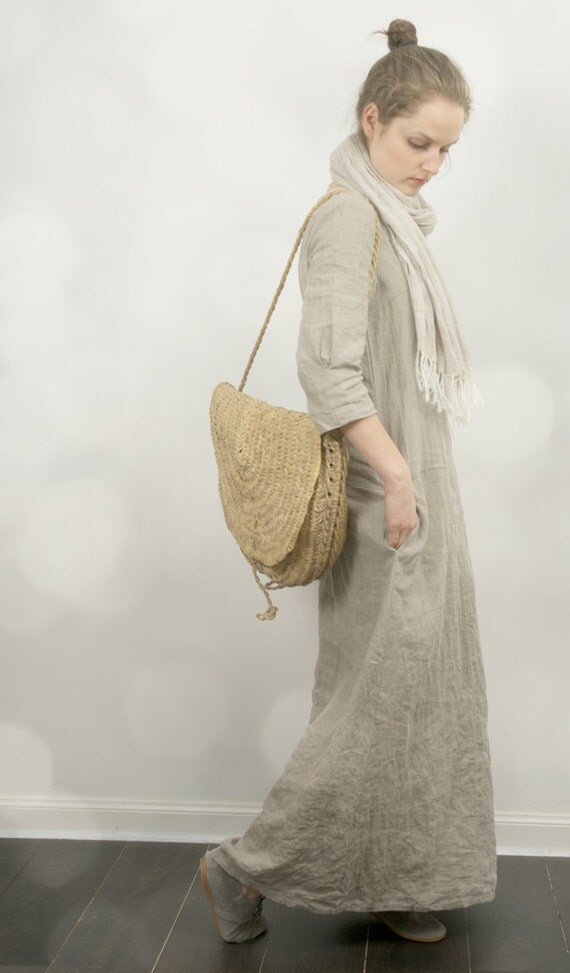 Items similar to Long Dress in Natural Linen on Etsy