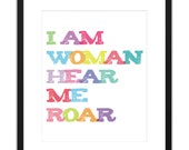 Items similar to Printable Art - Lyrics I Am Woman Hear Me Roar 8x10 or ...