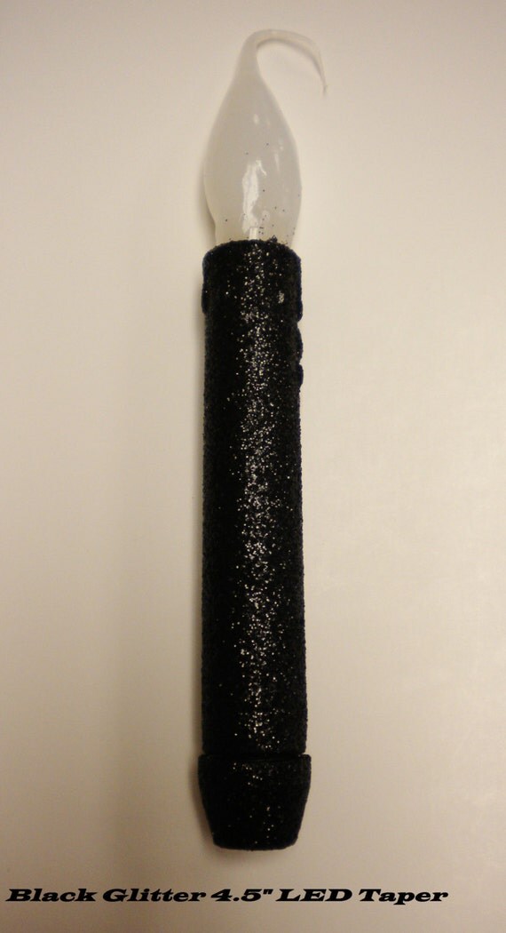 LED 4.5 Inch Black Glitter Taper Candle Battery Operated