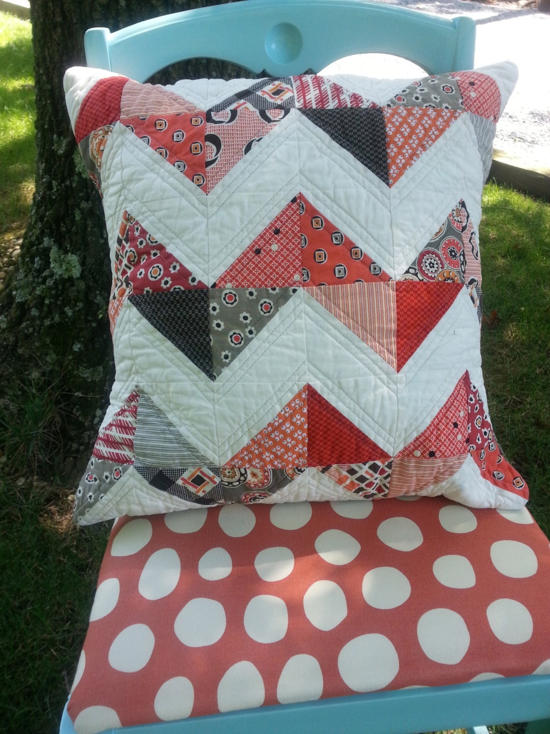 Modern chevron quilted pillow cover. Free shipping in by Kathy512