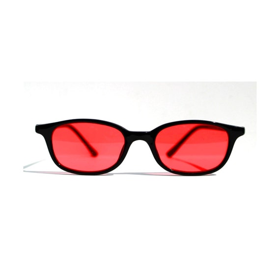 Vintage Nerd Sunglasses / Red Lens Glasses / Rose by sunnyspex