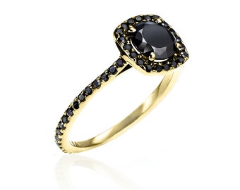 Almost Eternity Yellow Gold & Black Diamond Ring