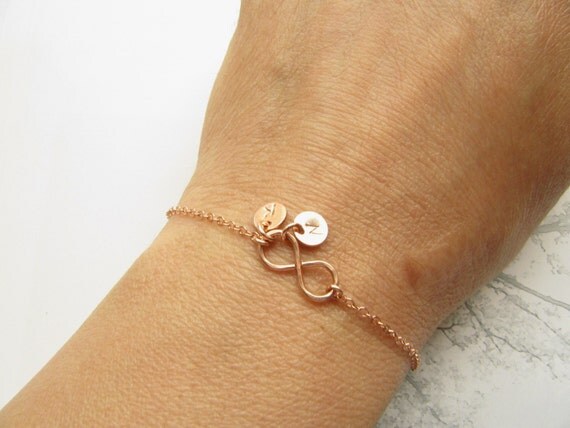 Bracelet, gold rose  Rose infinity Initial australia Rose  Bracelet, bracelet All Gold  Gold Infinity Bracelet,