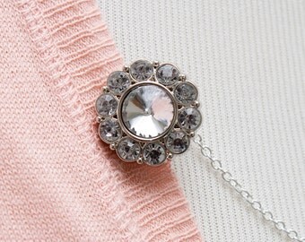 Rhinestone Sweater Clip - Jewel Sweater Guard, Gem Cardigan Clip, Cardigan Guard, Sweater Chain, Collar Clip