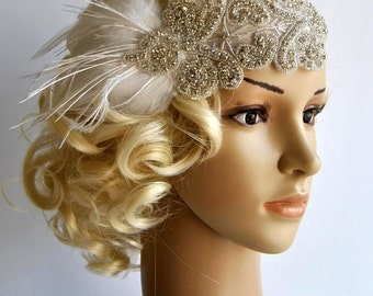 Flapper Rhinestone Gatsby Headband, Wedding hairpiece Rhinestone Great Gatsby Crystal Headband Bridal Headpiece 1920s Flapper headband