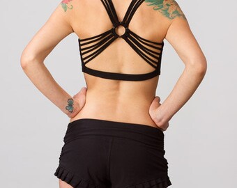 Strappy Yoga Tank Top in Black for Womens Summer Festival Wear Gift for Her Yoga Clothing Wholesale