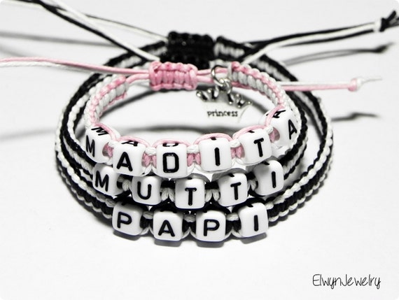 Items similar to Family Name Bracelets, Matching Bracelets ...