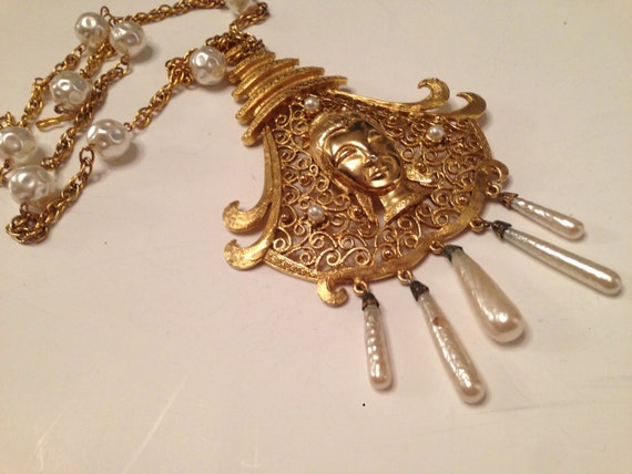 1960-70's Massive Pauline Rader Asian Goddess Princess Queen Necklace Signed Pauline Rader