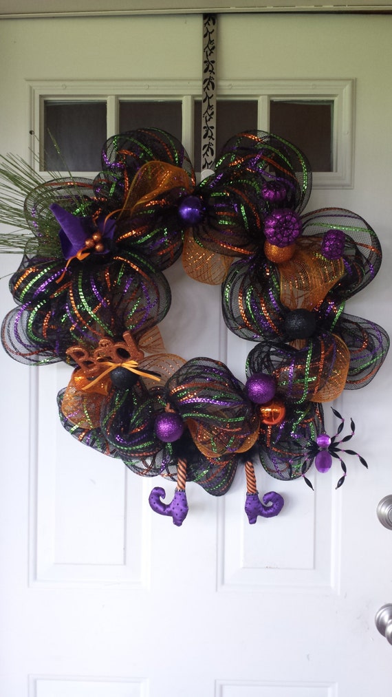 Items similar to Halloween Mesh Wreath on Etsy