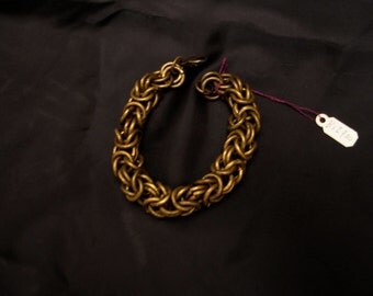 Handcrafted Oxidized Brass Byzantine Chain Bracelet 8 Inches Long