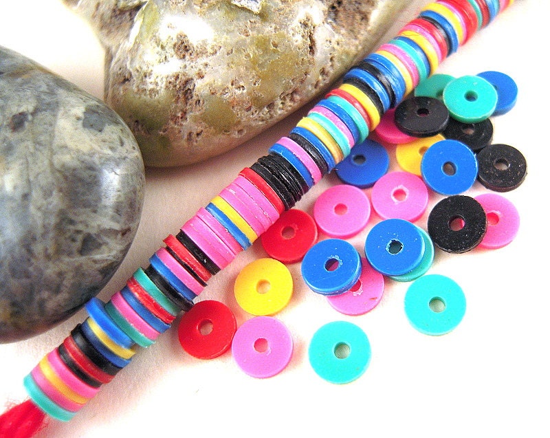 WHOLESALE Tiny Colorful African Heishi Beads 4mm 36 Inch