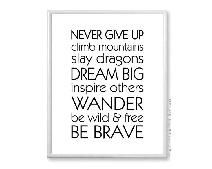 Baby Boy Room Decor Inspirational Kids Print Never Give Up