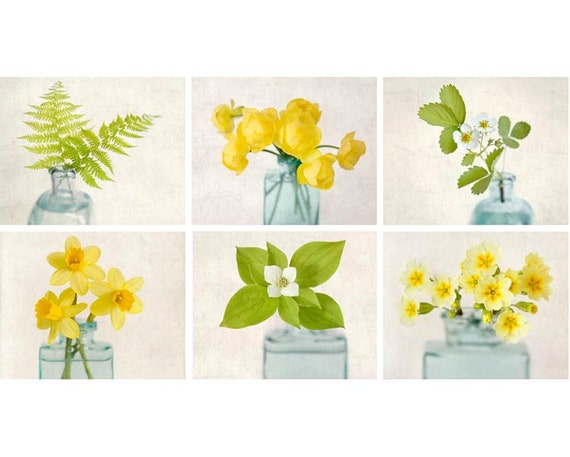 Botanical Print Set Flower Photography Art Prints Green
