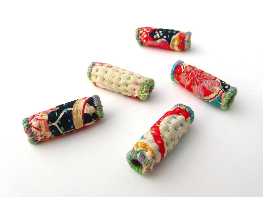 Japanese Fabric Beads Hand Quilted Art by VictoriaGertenbach