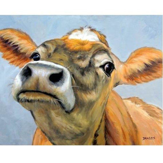 Jersey Cow Art 11x14 or 8x10 Print Jersey Orange by DottieDracos