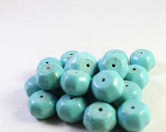 Dyed Turquoise Magnesite 15mm Hexagon Rondelles, Semi-Precious Stone Beads