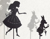 Alice and the white Rabbit / Laser cut Shadow Puppets