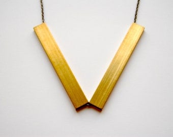 SALE - Brass Angle Necklace - FREE US Shipping