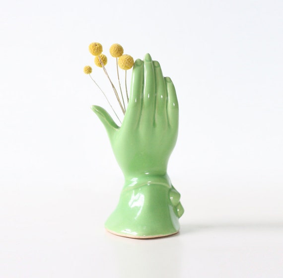 Vintage Hand Vase Green