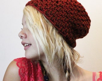 LAST ONE SALE vegan tuque beanie red cedar brown
