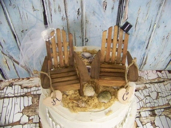 Beach Wedding Cake Topper Adirondack Cake by sugarplumcottage