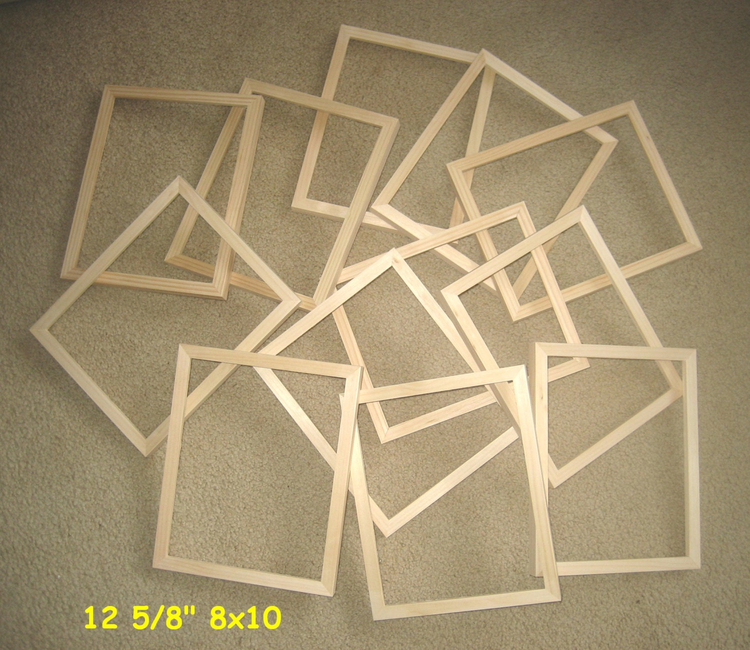 Unfinished wood picture frames lot of 12 8x10 8x8 etc