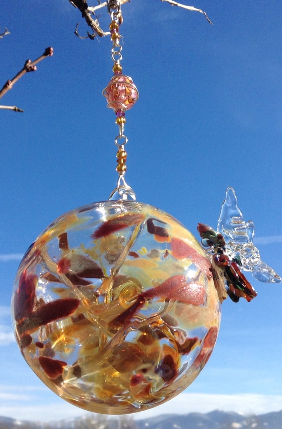 Hand Blown Glass Hanging Ornament Witch Ball Pixie Orb With