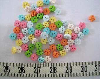 100pcs of Tiny Four Petal Flower Buttons - 5 mm - off white yellow blue pink green orange
