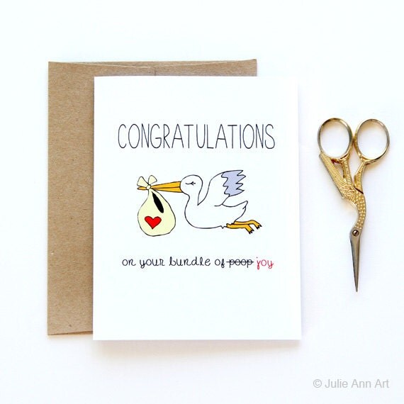 Funny New Baby Card Congratulations On the Bundle Of Poop