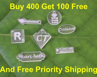 Acrylic Jewelry Tags - Bulk Lot of 500 Custom Laser Cut and Engraved With Your Logo or Initials
