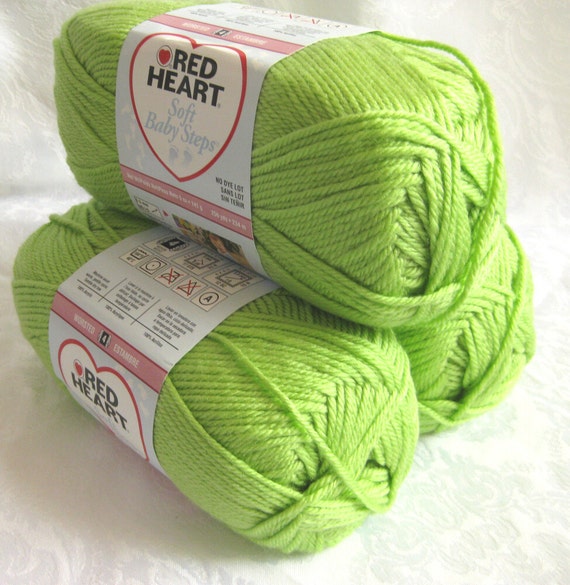 LIME green yarn worsted weight Red Heart Soft yarn by crochetgal