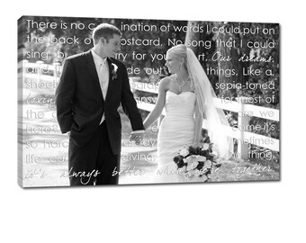 Personalized Personalized Unique Wedding Present Photo and writing typography OOAK canvas 18X24