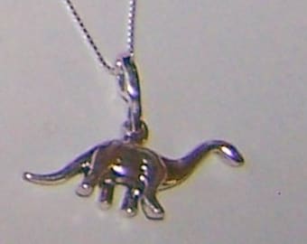 Sterling Silver 3D BRONTOSAURUS DINOSAUR Pendant and 22 InchChain - Prehistoric
