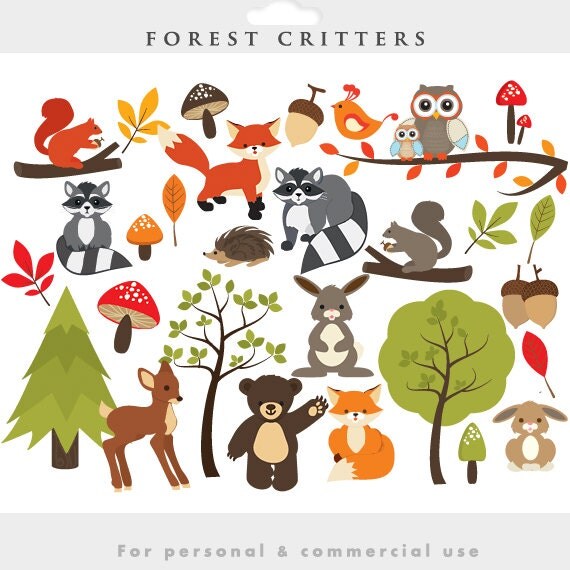 forest animals clipart black and white - photo #31
