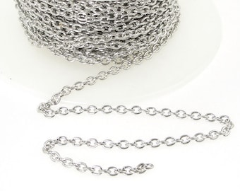 Delicate Bright Rhodium Chain - TierraCast 2mm x 3mm Fine Link Cable Chain - Loose Silver Chain for Jewelry and Necklaces 20-0725-63