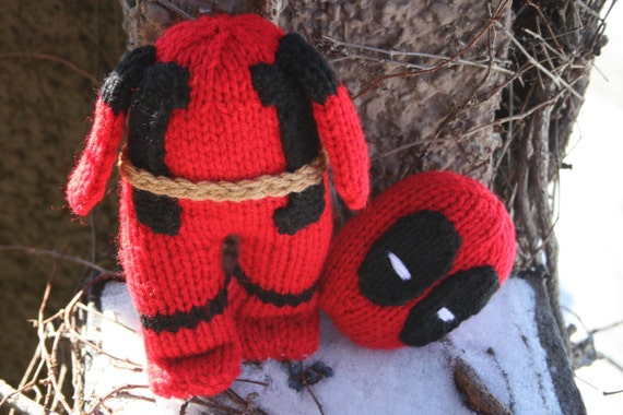 Items similar to Headless Deadpool Hand Knit -soft stuffed ...