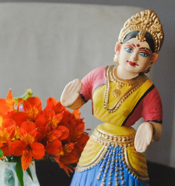 India Dancing Doll Tanjore Bobble Papier Mache