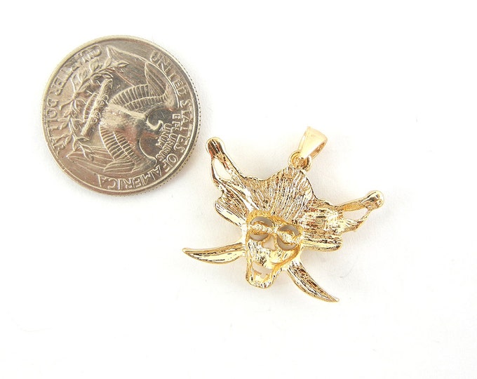 Gold-tone Pirate Skull Pendant