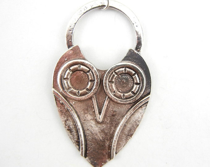 Antique Silver-tone Owl Lock Shaped Pendant