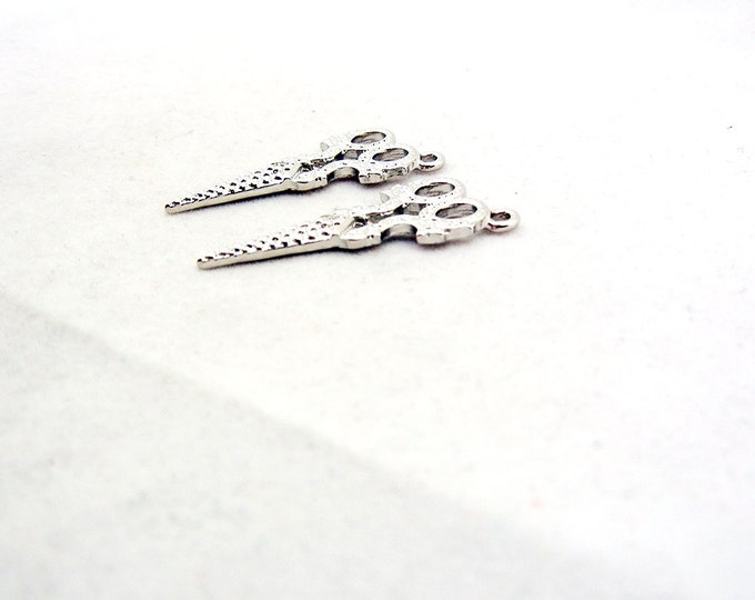 Pair of Small Silver-tone Crane Scissor Charms