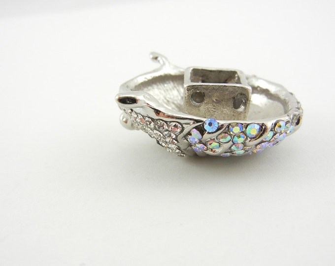 Silver-tone Hedgehog Slide Charm Aurora Borealis Rhinestones