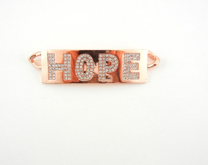 Large Double Link Rhinestone Bright Copper-tone Hope Pendant