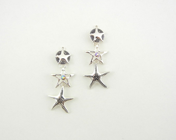 Silver-tone Starfish Drop Charms