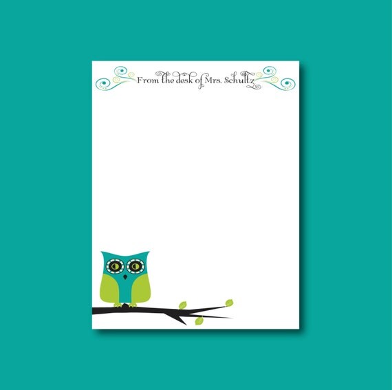 Owl Notepad, From the desk of, Teacher gift, stocking stuffer Il_570xn