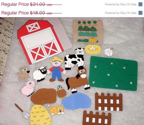 Christmas in July Sale Old McDonald felt shapes set 19 pieces Educational homeschool Il_570xn