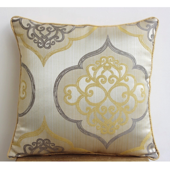 Luxury Yellow Throw Pillows Cover Damask Throw Pillows Cover