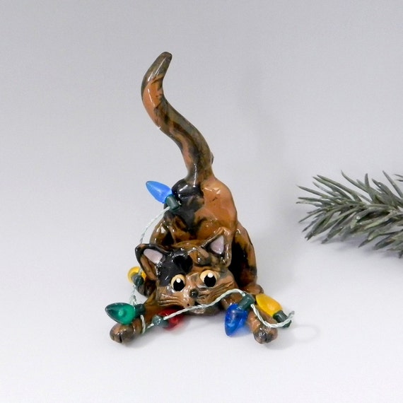 Tortoiseshell Cat Christmas Ornament Figurine by TheMagicSleigh