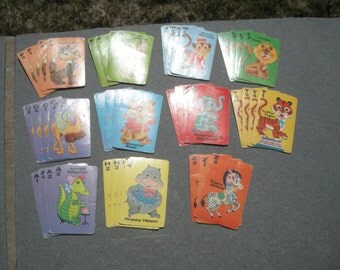 43 Vintage Zoo Animal Rummy Playing Cards Vintage Ephemera, Scrapbooking, Card Making, Altered Art, Collage Supplies